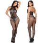 Kuszące bodystocking zdobione otwarty krok XS-L - 2